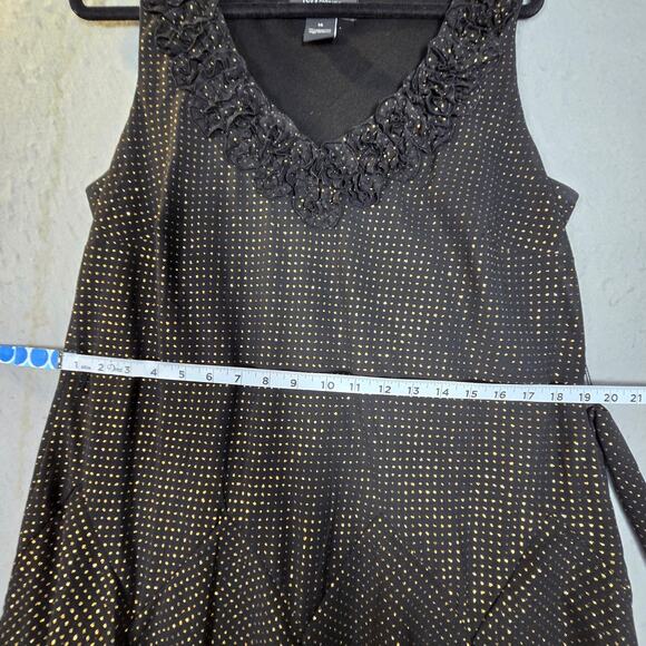 RB Collection New York Womens Size 14 Midi Dress Black Gold Ruffle Party Event - Picture 10 of 12